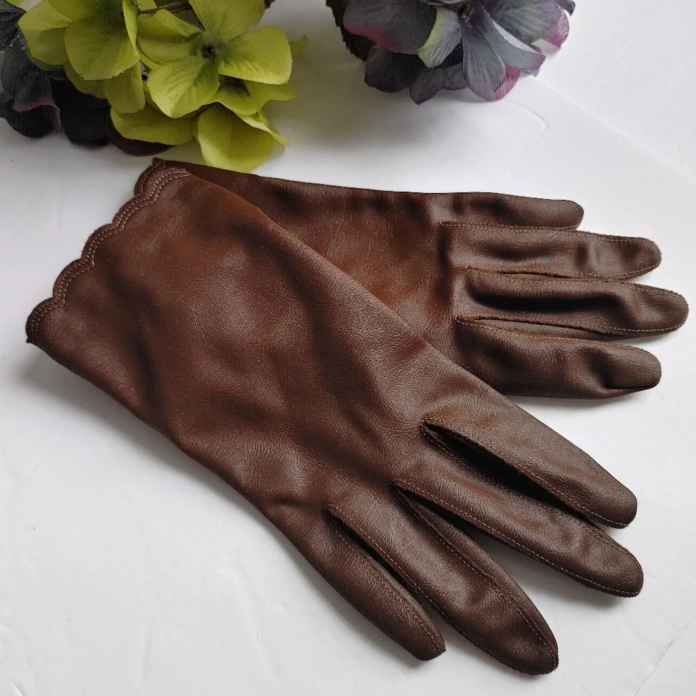 Vintage Fownes Nylo Women's Brown Gloves